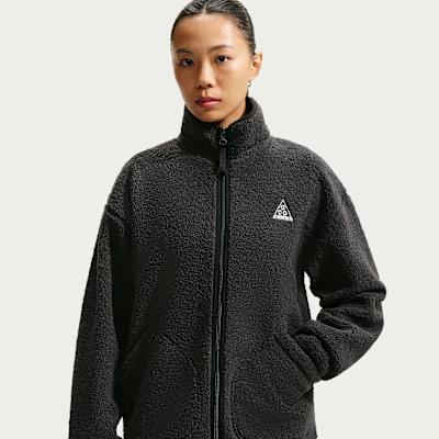 Unisex Nike ACG Fleece Tops Men's Black Stand Collar Moderate
