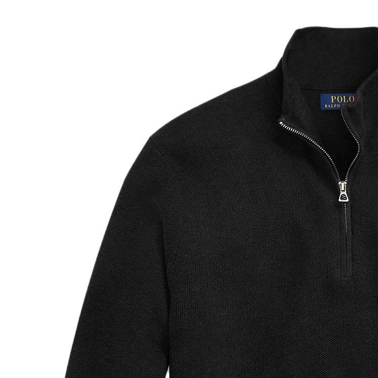 Polo Ralph Lauren Solid Color Logo Embroidered Half-Zip Stand Collar Long Sleeve Sweater Men sweater Black 710697637-023