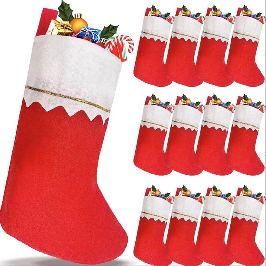 Festive Christmas Stockings Non-woven Fabric Hanging Socks Candy Gift Bag Decorations for Tree Pendant Holiday Party