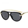 New Popular Fashion Double Bridges Eyeglasses Pilot Women Luxury Sunglasses Brand Designer Oval Hollow Shades UV400 Eyewear