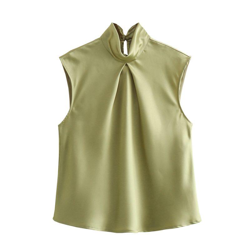 Kaslead New Arrival Women's Clothing Fashion Style Fashionable All-Match Silk Forged Texture Sleeveless Tops 3666175