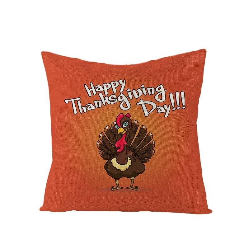 Buy 45*45cm Halloween Style Turkey Printed Linen/Cotton Throw Pillow