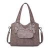 Women'S Elegant Solid Color PU Leather Shoulder Bag With Zipper Closure Polyester Lined Tote Versatile Handbag For Work
