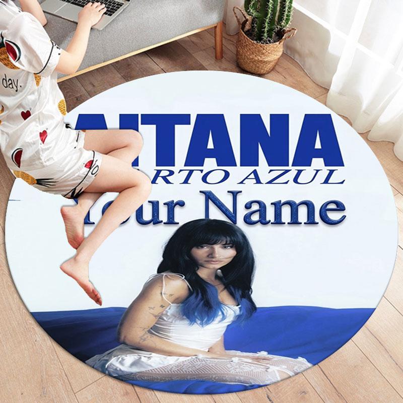 Aitana Custom Name Round Area Rug,Carpet Rug for Living Room Bedroom Sofa Playroom Decor,Non-slip Floor Mat