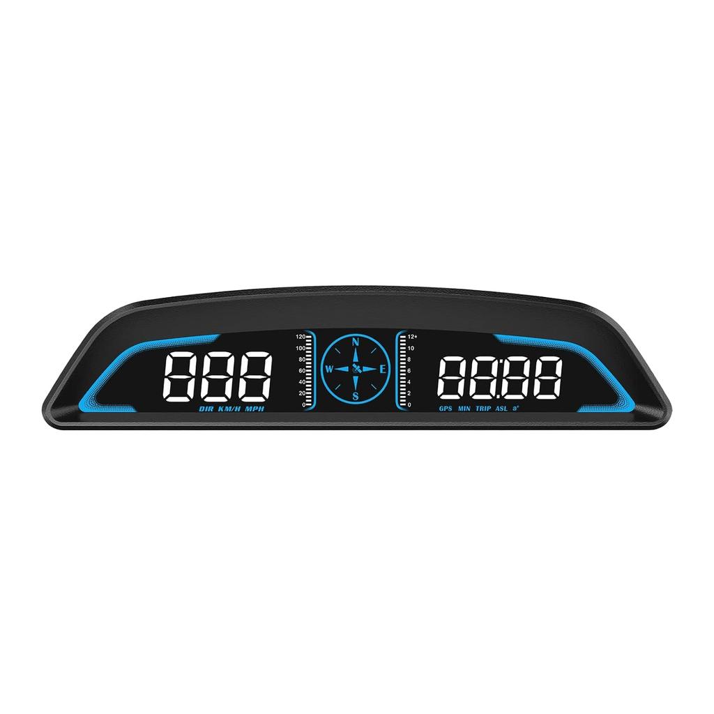 Car HUD Speedometer, 10 in 1 Head Up Display with Speed, Clock, Compass, Overspeed Alarm, Fatigue Driving Alert, Altimeter, Auto Brightness for Day