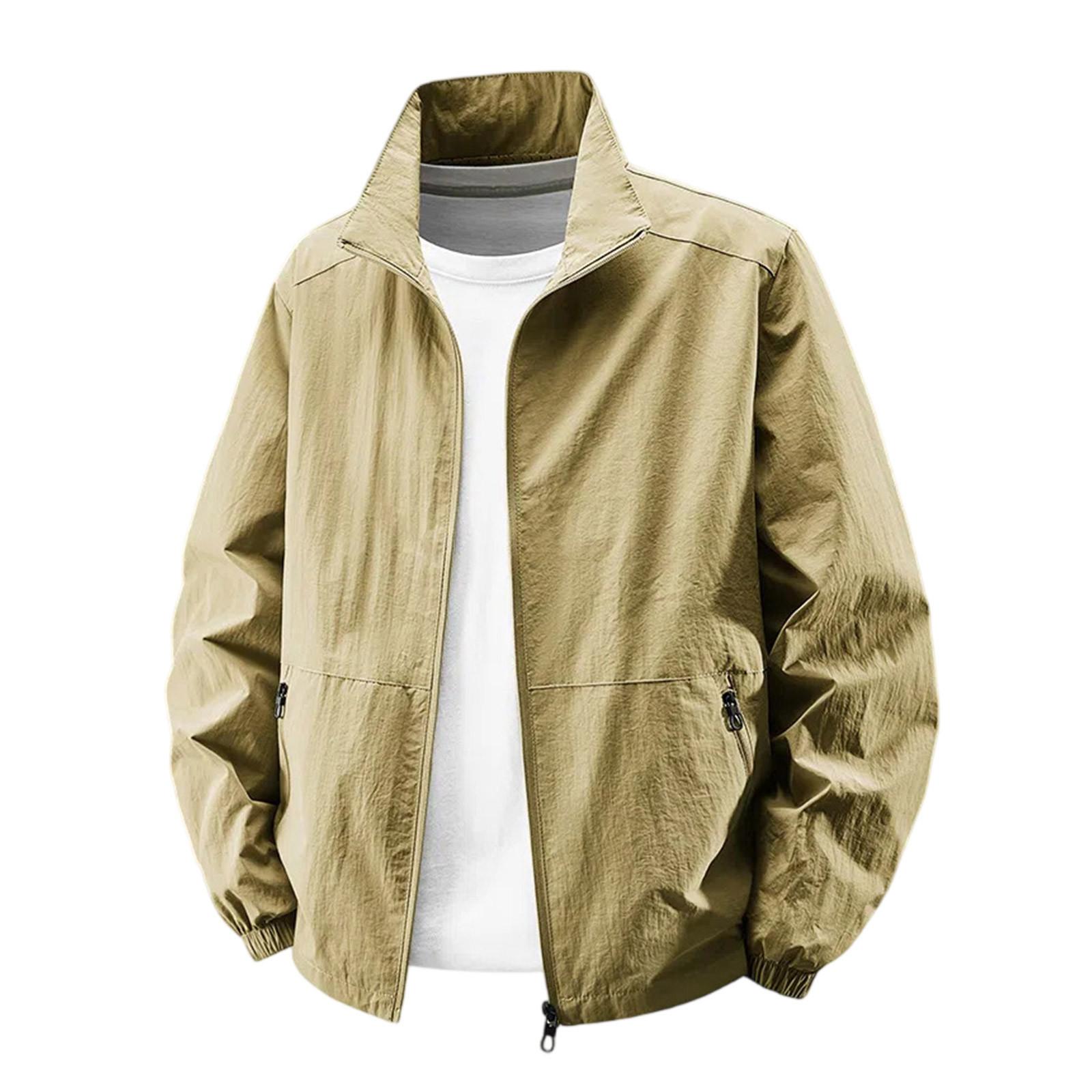 

Куртка на молнии, Повседневная куртка с длинными рукавами и капюшоном на молнии XL хаки