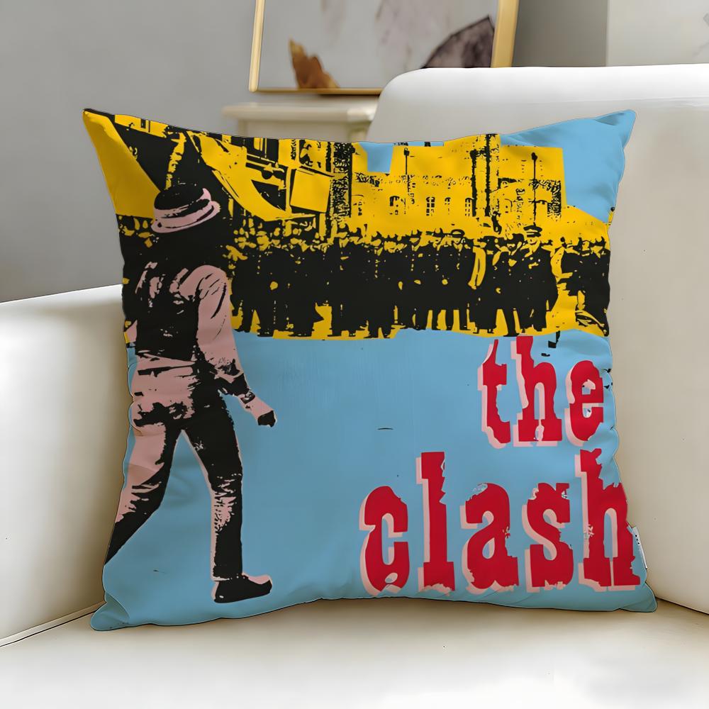 classic band The Clash Cushion Cover Soft  EasyWash Pillow Case  Versatile for Couch Bed Travel and Office