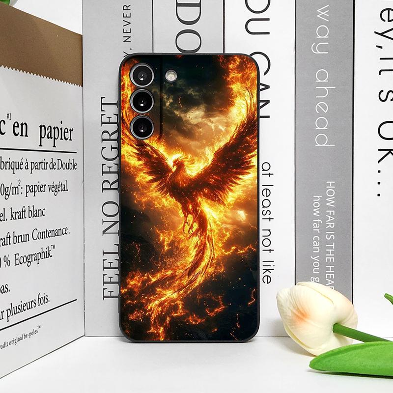 Luxury Phoenix Fire Feather Pattern Phone Case for Samsung Galaxy S25 S24+ S23 Ultra S22 Plus S20 S21 FE M53 M34 5G Soft Covers