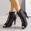 New hollow sandals fashion cross strap sexy stiletto sandals large size women's cool boots