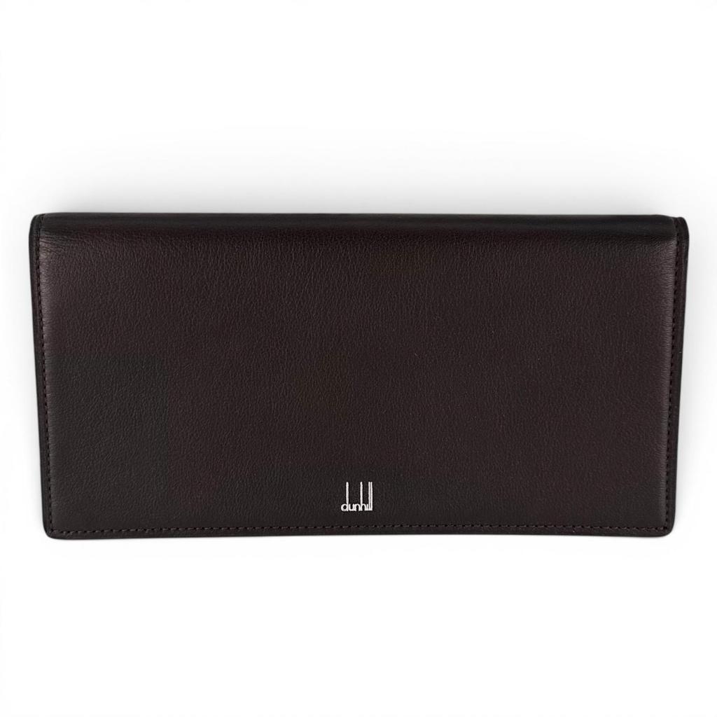 Pristine Dunhill Purse Bill Compartment Wallet Dark Brown Calf Leather Mens Used