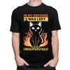 Custom In My Defense I Was Left Unsupervised Funny Cat T Shirt Men Pure Cotton Tshirt Tee Tops Streetwear Tshirt