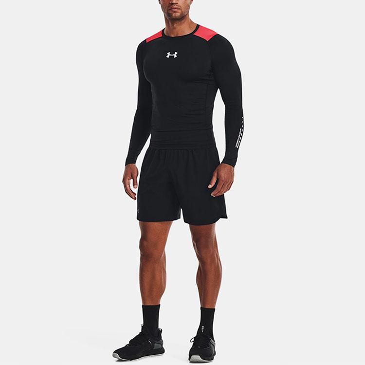 Under Armour Logo Color Block Long Sleeve Compression Shirt Men tops Black 1370661-001