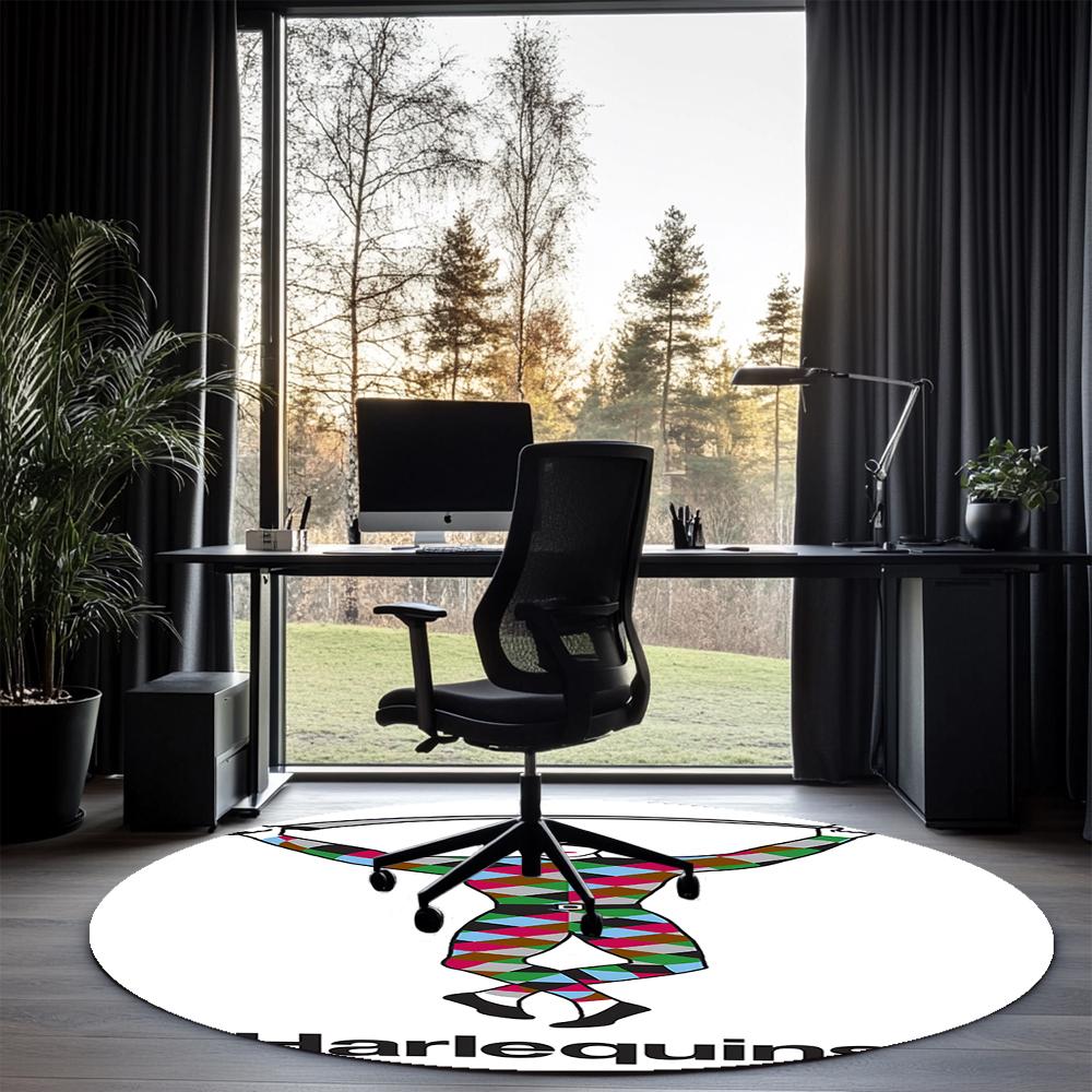 Harlequins Rugby Printed Round Rug Carpet Chair Rug Area Rug Entryway Doormats,for Office Chair Living Room Bedroom Kitchen Room.