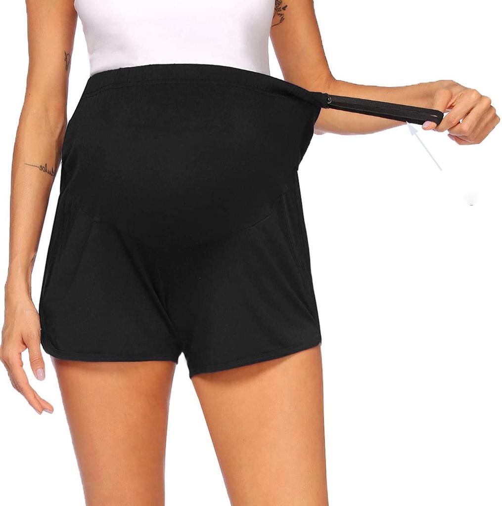 Solid Color Maternity Support Shorts - Comfortable Home and Sportswear