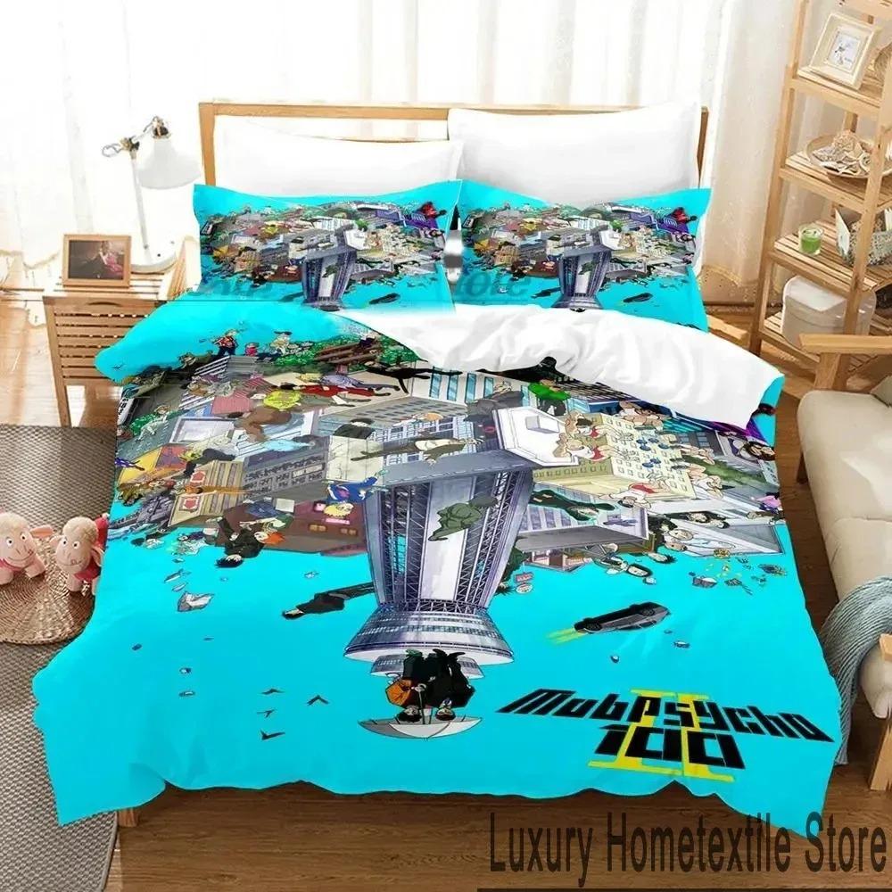 Anime Mob Psycho 100 Bedding Set Duvet Cover Pillowcase King Queen Size Boys Adult Bedroom Decor
