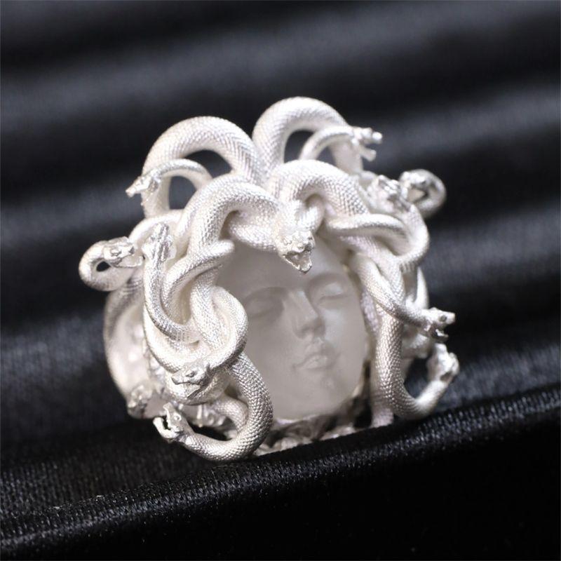 1Pcs Gold Adjustable Open Band Handmade Vintage Punk  Jewelry Accessory Unisex Gothic Greek Queen Snake Ring