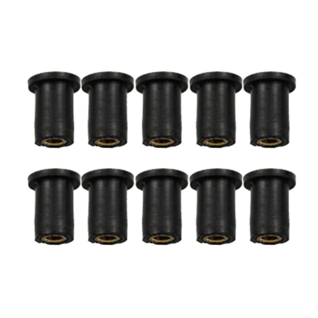Rubber Well Nuts Motorcycle Fairings Fasteners Brass Nuts for Windshields Windscreen M4 10 Pieces