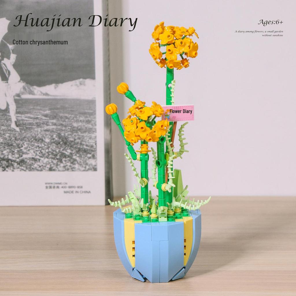Diamond Horse Flower Block Set: Handmade Eternal Bouquet, Compatible with Lego. Creative Desktop Ornament and Ideal Gift for Girls.