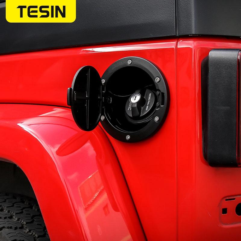 TESIN Auto-Tankdeckel, für Jeep Wrangler JK 2007–2017, ABS-Aluminiumlegierung, Auto-Außen-Gas-Tankdeckel-Abdeckung für JK