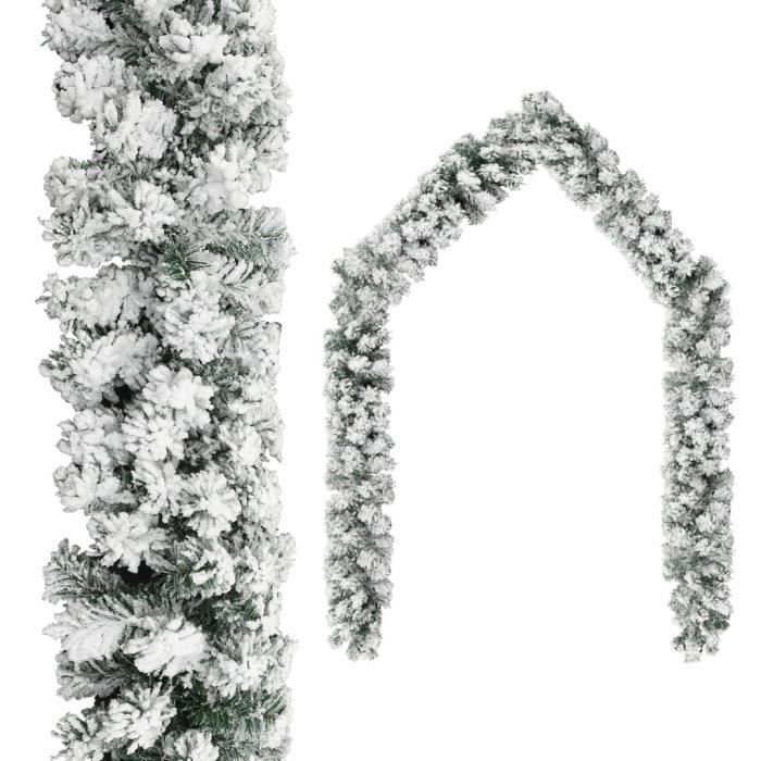 VidaXL Guirlande de Noël avec neige floquée Vert 20 m PVC