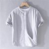 Men's White Slim-Fit Short-Sleeve Oxford Shirt with Square Collar