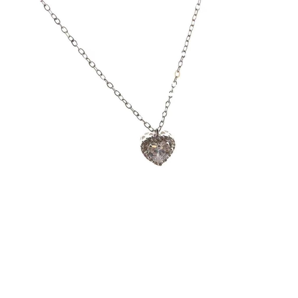 Elegant Full Diamond Heart Jewelry Set: Necklace, Ring & Earrings