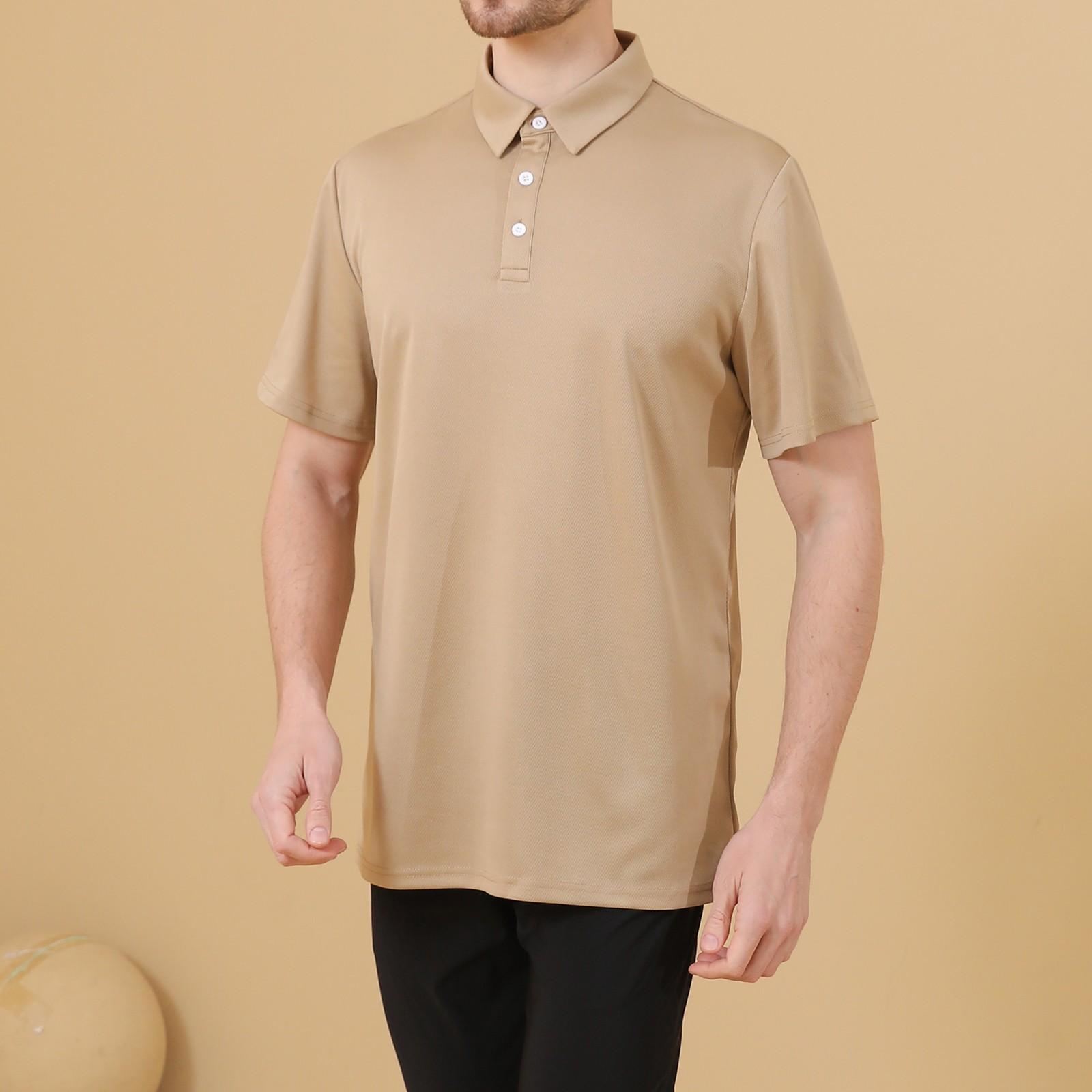 

Мужская рубашка с коротким рукавом и тремя пуговицами и лацканами XXL хаки