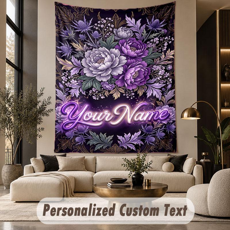 Floral (81) Theme Custom Tapestry Personalized Custom Name Text Wall Hanging Tapestry Home Decor Background Cloth