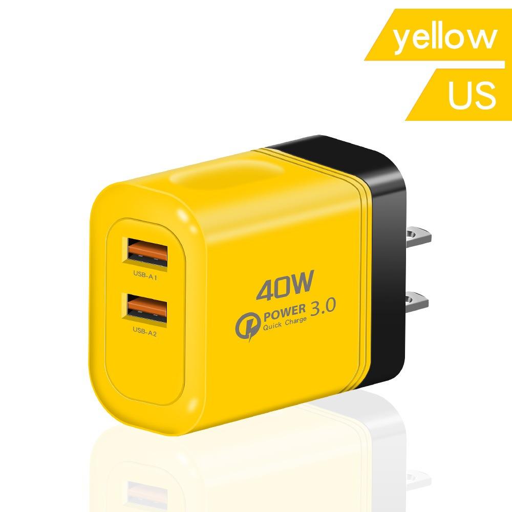 EU/US/UK 40W Charger Plug 2USB Quick Charge Adapter for iPhone/Xiaomi/Samsung
