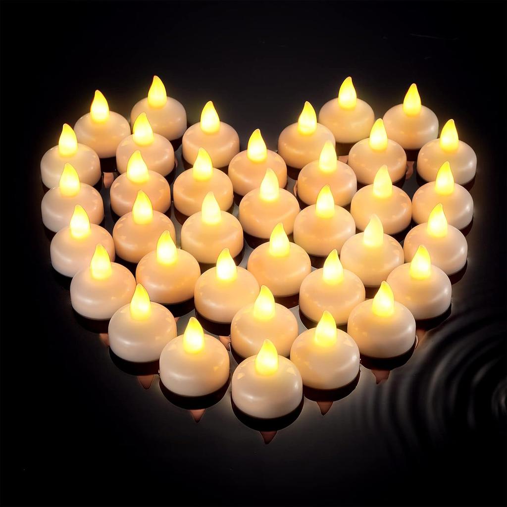 Honoson 36 Pieces Flameless Floating Candles Waterproof LED Tealights Floating Candles Warm White Battery Operated for Valentine Wedding Party Pool