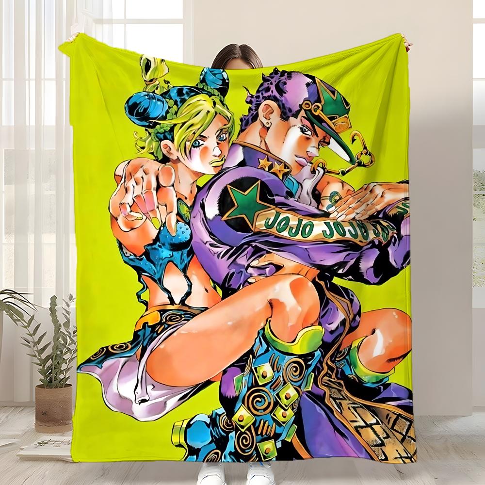 J-JoJo B-Bizarre Adventure Throw Kid-Friendly Flannel Throw Blanket Soft Warm Anti-Static Washable All Season
