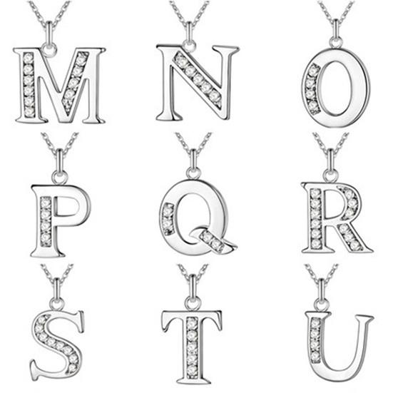 Naszyjnik z inicjałem 26 liter cyrkonie unisex wykwintny galwanizowany naszyjnik na Dzień Matki