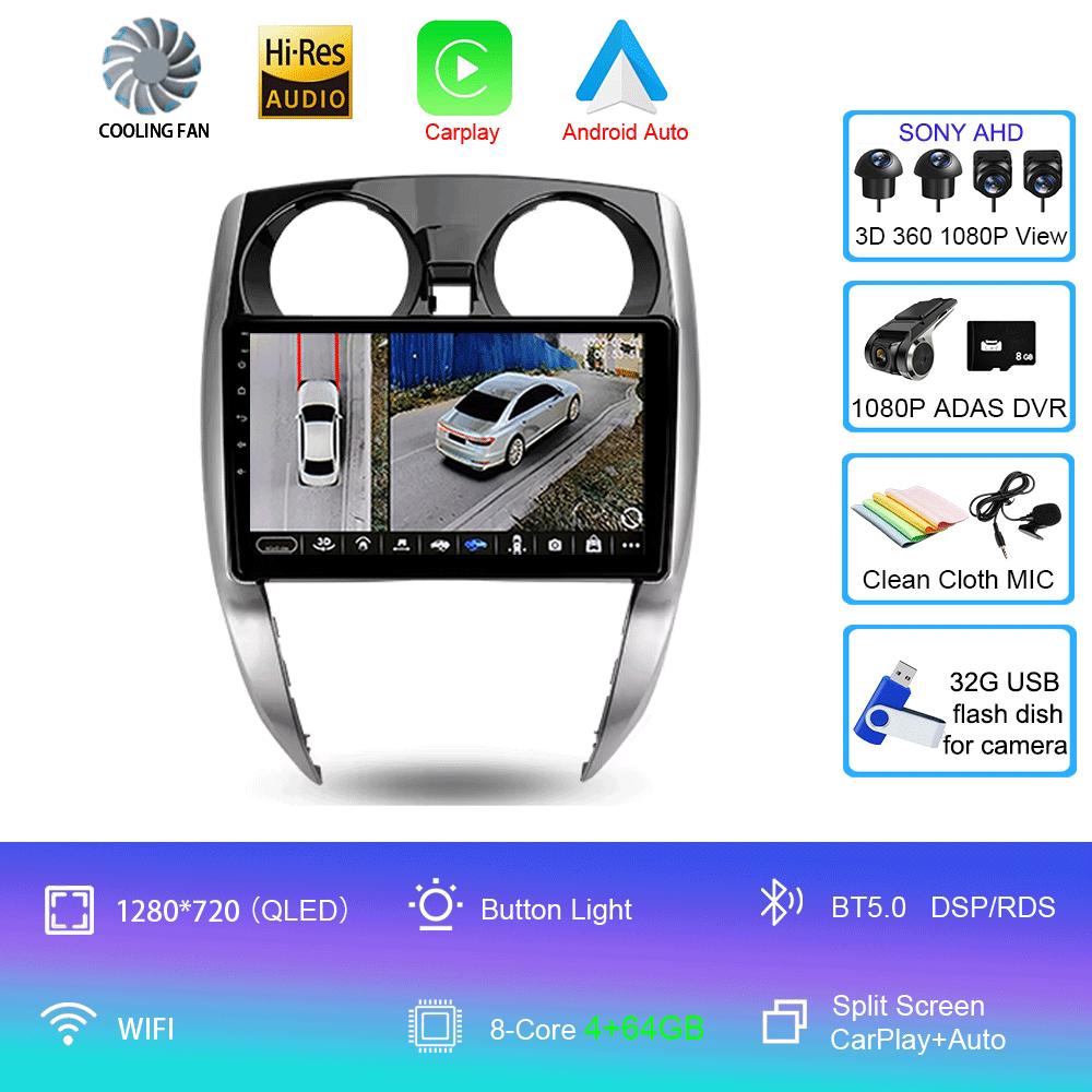 Car Radio Android 14 Carplay Auto For Nissan Note 2 E12 2012-2021 Multimedia Video Player GPS Navigation WIFI 4G DSP Stereo DSP