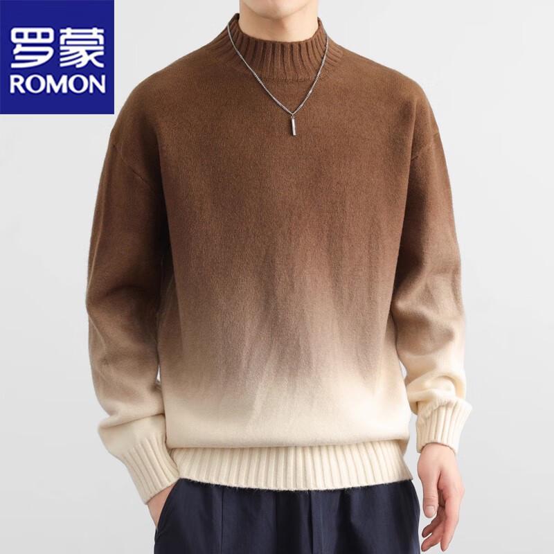 

ROMON Men s Casual Mock Neck Pullover Knit Sweater L