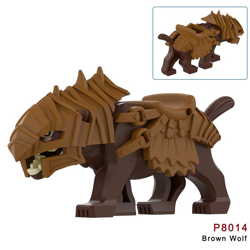 Medieval Castle Green Dragon Knight Building Blocks Figure Accessory Shield Vest Warhorse Cape Orc Flag Mount Wolf Toy Gift D123