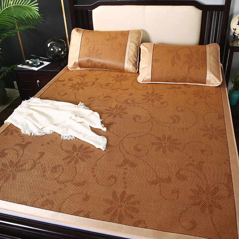 Summer Double-Sided Foldable Rattan and Ice Silk Cooling Mat