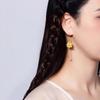 Elegant Gold Lotus Dangle Earrings and Bracelet Set for Women - New Chinese Style