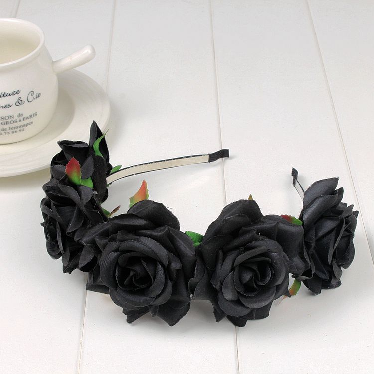 

Хэллоуин Ободок Женский Девушки День Мертвых Красные Розы Цветы Головной Убор Цветочная Повязка на Голову Вечеринка Косплей Женские Аксессуары для Волос Size fits all