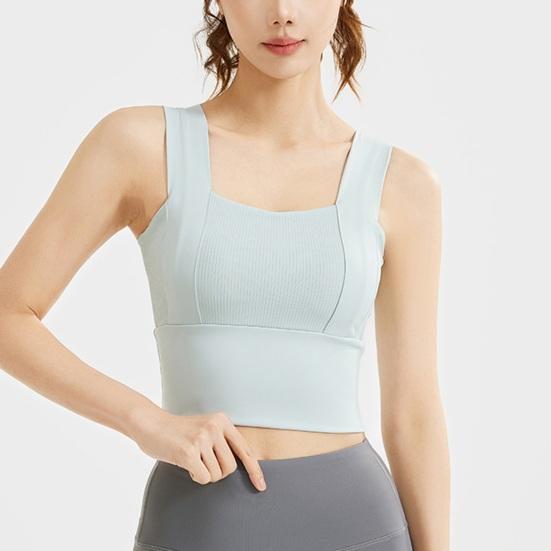 Women's Square Neck Sports Bra Padded Workout Crop Tank Top with Built-in Bra for Yoga Gym Fitness Running
