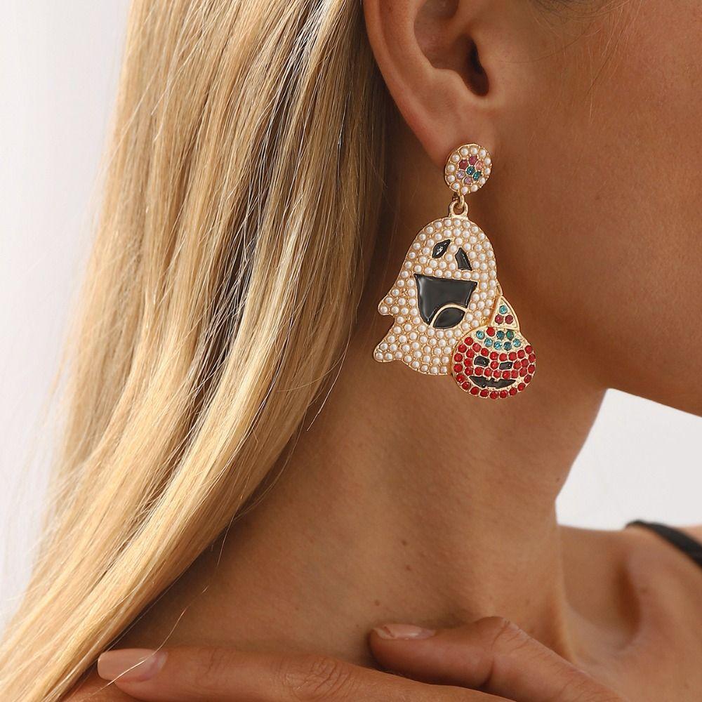 Kawaii Ghost Pumpkin Earrings Pearl Halloween Party Jewelry Cool Cute Ghost Earrings Party