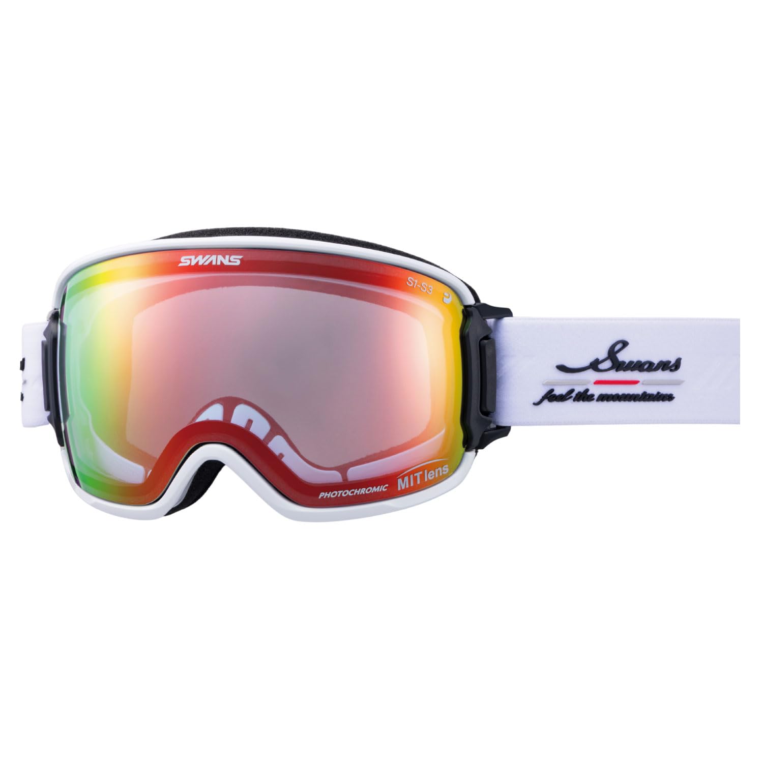 

Swans RIDGELINE Snow Made in Glasses MIT Spherical Goggles with MIT Red Mirror and Light Gray UV Glasses and Goggles, Japan, Anti-Fog, Compatible,