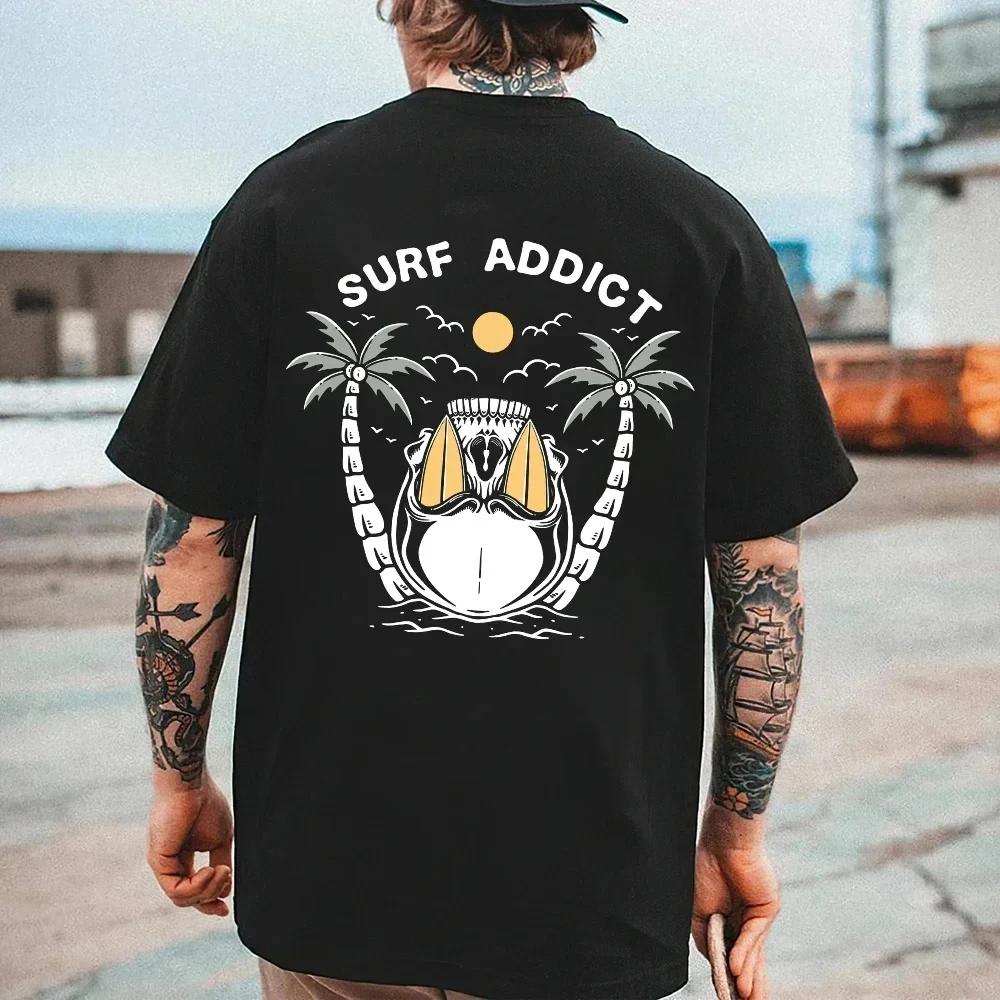 2024 Retro American top, comfortable men's T-shirt, Rose Skull elements, punk style men's top