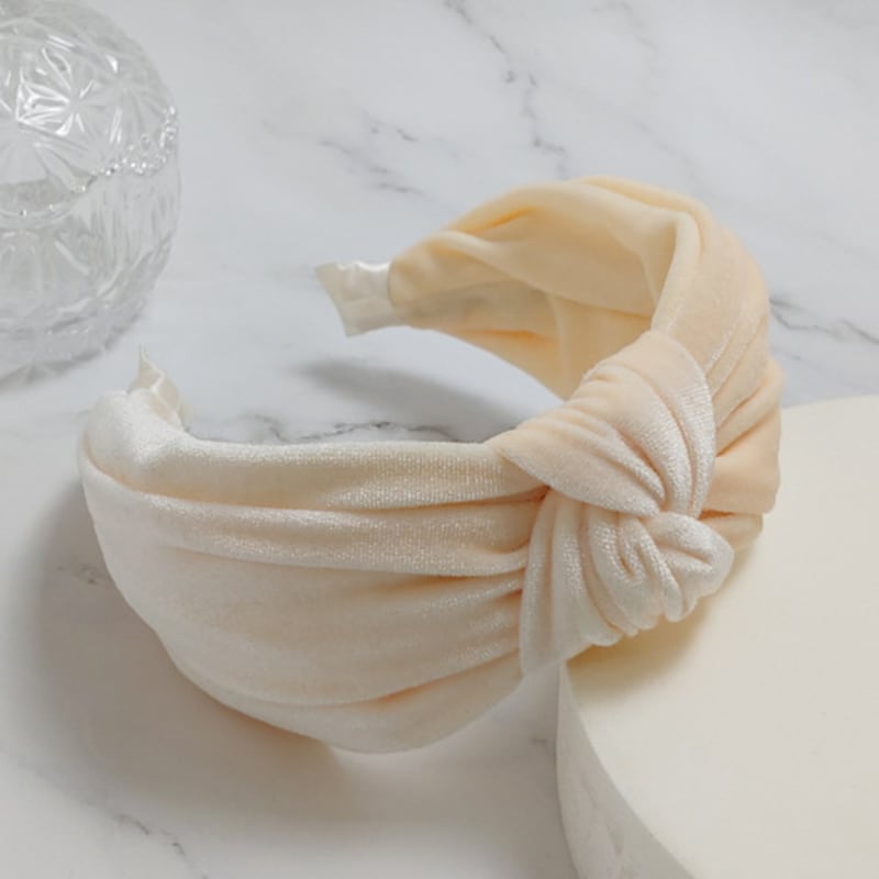 

LALA Бархатная повязка на голову с узлом - Слоновая кость FREE