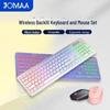 Rechargeable RGB Backlit Wireless Keyboard & Mouse Combo with Ergonomic Tilt and Full-Size Keys