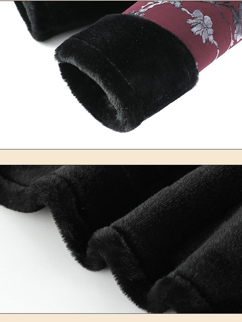 Warm Winter Fleece Coat for Elderly Women - Fur Collar, All-in-One Design