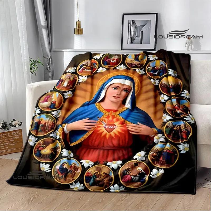Virgin Mary Faith Print Blanket Flannel Soft Comfort Blanket Home Travel Blanket Kids Warm Blanket picnic blanket birthday gift
