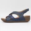 Melting Brown Women Wedge Heel Sandals Punching Strap Vacation Sandals