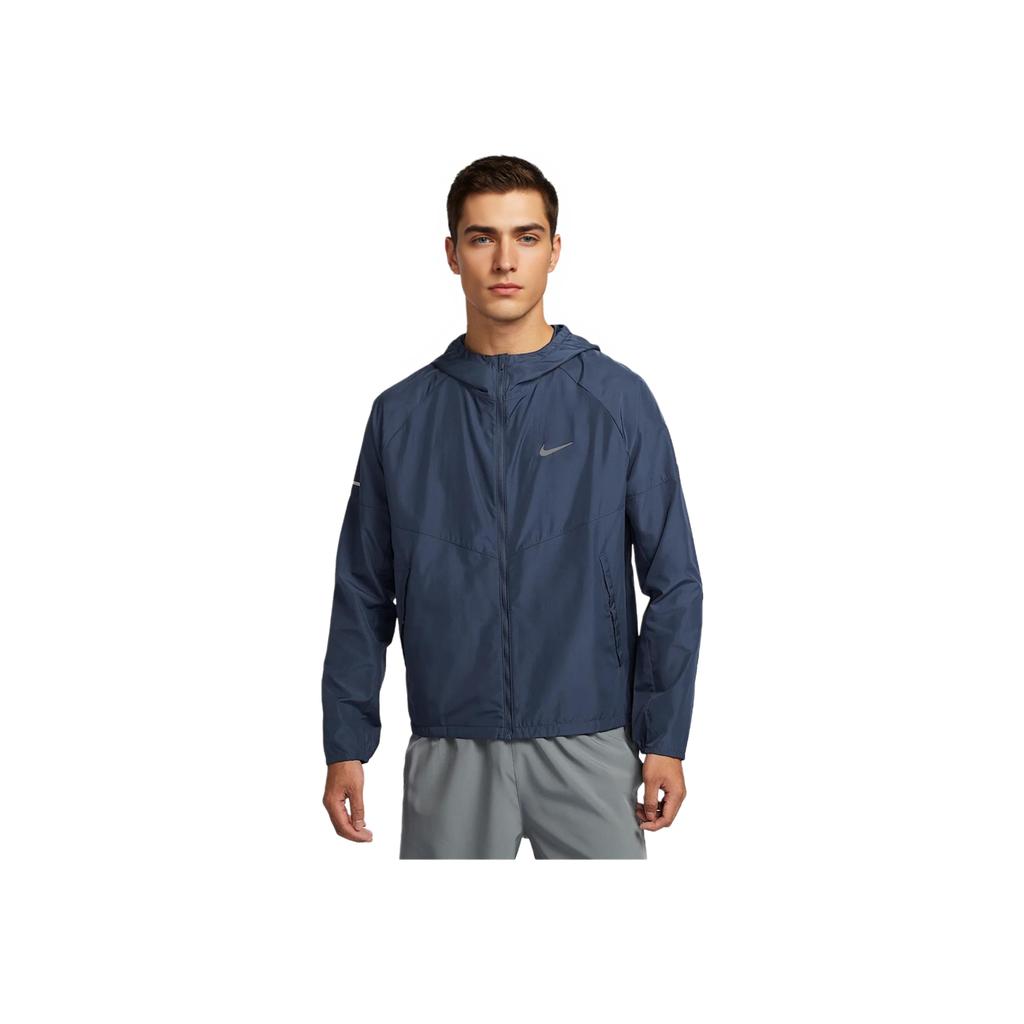 Nike Miler Repel Logo Hooded Waterproof Reflective Raglan Long Sleeve Jacket Men Jacket Lightning-Blue DD4747-438