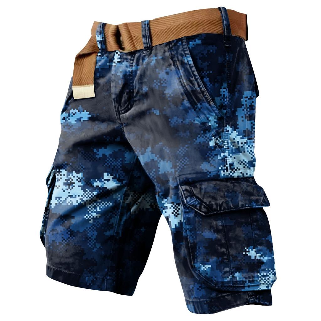 Pánské šortky pracovní oděvy s potiskem ke Dni nezávislosti a s více kapsami