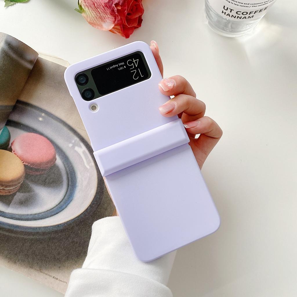 Applicable to Samsung Z Flip3/4/5/6 mobile phone case Macaron solid color hinge three-piece folding screen case